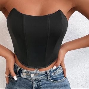 Black crop tube top